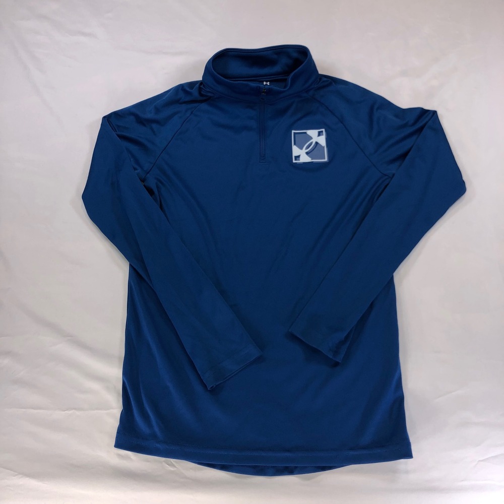 Under Armour Boys Blue Quarter Zip Long Sleeve Pullover Shirt Size Medium YMD
